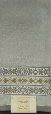 Toalla de mano de baño de algodón de alta calidad Sonoma Life + Style - Garden Oasis 16" x 26" Foto 1 de 3