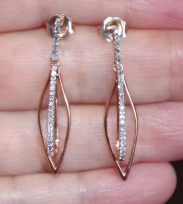 10K Jared Rose Gold Row Diamond Hoop Earrings 0,75 cttw, I-J Color, I2 Clarity - Image 1 of 4