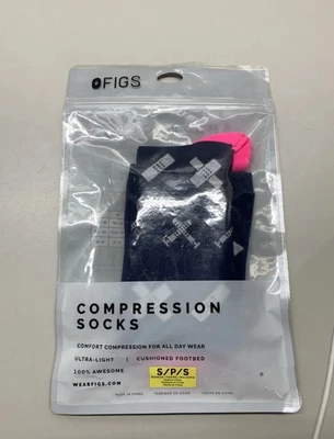 Figs Hit Me With Your Best Shot Compression Socks Womens Size Small Navy Blue - Image 1 of 4