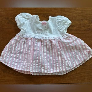 Mameluco de vestir vintage para bebé Carter’s - rayas rosas y encaje - 3-6 meses - Imagen 1 de 4