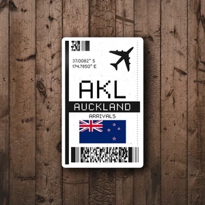AKL Auckland Airport, New Zealand Boarding Pass Glossy Sticker - Travel Sticker - Picture 1 of 4
