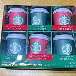 6 Starbucks Árbol de Navidad Adorno de Navidad Taza Rojo Verde Café 3 pulgadas NUEVO - Imagen 1 de 6