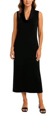 Max Mara Sleeveless Cowl Neck Long Maxi Dress Women Sz 8 Black Viscose Italy - Image 1 of 4