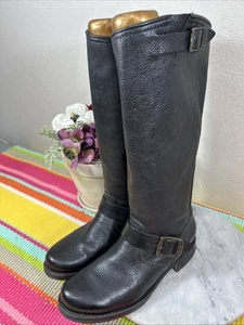 Botas Frye 77605 Veronica holgadas de cuero negro con hebillas para montar para mujer talla 7,5 B - Imagen 1 de 13
