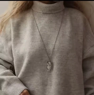 Suéter Búho Collar Acero Inoxidable Extra Largo 85cm Damas Brillante Joyería Foto 1 de 4