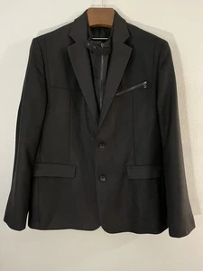 Calvin Klein Black Textured Blazer/Jacket Zipper, Snap & Button Closure Size XL - Picture 1 of 17
