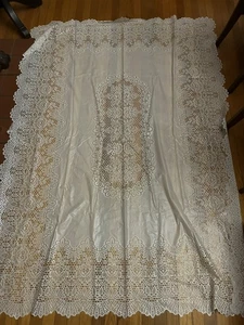 Lace Tablecloth 70X 56 Nice! Plastic Like - Picture 1 of 2