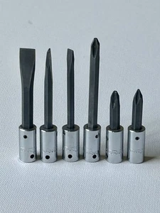Vintage Snap-on Flat & Phillips Socket Driver Set 1/4" TMC/TMP - Lot of 6 Tools - Picture 1 of 7