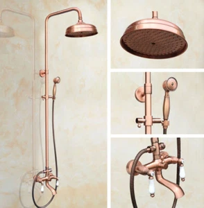 Antique Red Copper Bathroom shower Mixer Faucet Tap Set system with handshower - Picture 1 of 9