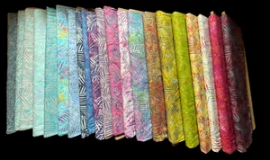 Tela Batik, hoja de palma, 100 % algodón, artesanía, retazos para acolchar - Imagen 1 de 22