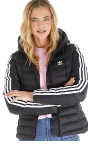 Adidas Originals 3-Stripes Hooded Sports Slim Padded Jacket Black BNWT - Picture 1 of 3