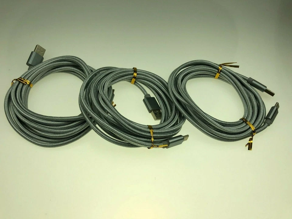Paquete de 3 cables de carga trenzados de nailon tipo C a USB de 10 pies para teléfonos Android Foto 1 de 1