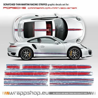 Scratched THIN Martini Racing stripes kit for Porsche Carrera / Cayman / Boxster - Image 1 of 4