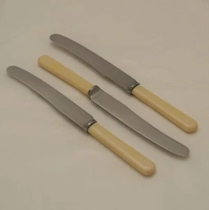 Cubiertos vintage efecto hueso marfil mango tamaño postre varios fabricantes Sheffield - Imagen 1 de 53