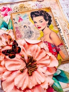 Handmade ISN'T SHE LOVELY Shabby Chic Retro Kleid Muster Frau m. Blumen Karte - Bild 1 von 2