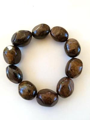 БОЛЬШОЙ БРОНЗИТ КАМЕНЬ БУСИНА ЭЛАСТИЧНЫЙ БРАСЛЕТ - Изображение 1 из 4