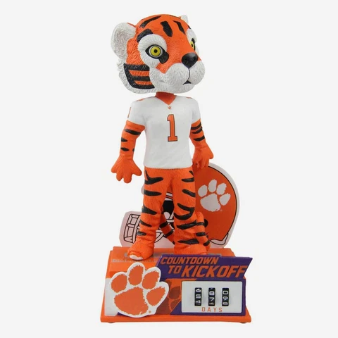 The Tiger Clemson Tigers Countdown to Kickoff Mascot Bobblehead Brand New In Box Cover