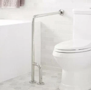 Signature hardware Pickens Wall-to-Floor Grab Bar, Polished Stainless Steel - Picture 1 of 1