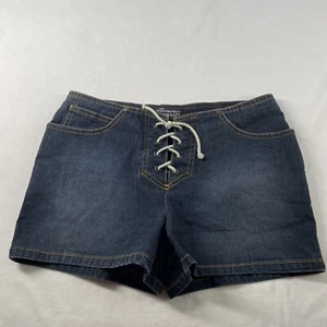 No Boundaries Shorts Damen Teens Junior Größe 7 niedriger Bund dunkle Waschung blau Spitze zum Binden - Bild 1 von 6