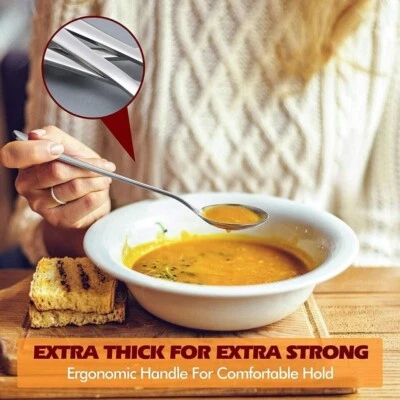 SDMAX 6x Stainless Steel Soup Spoon Cutlery Spoons Set - High Quality