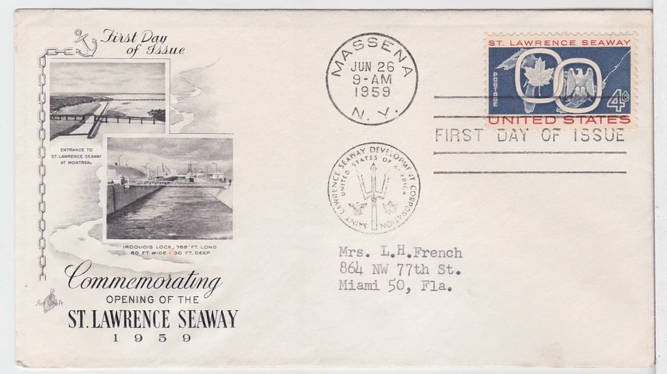 TurtlesTradingPost -  St Lawrence Seaway - 1959 FDC #1131  Artcraft Cachet - Image 1 of 1