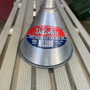 Delphos 1qt Transmission Funnel 6” Galvanized Flexible Funnel Made in USA - Picture 1 of 6