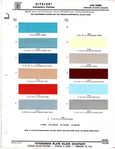 1964 FORD FAIRLANE RANCHERO GALAXIE 300 CUSTOM MUSTANG PAINT CHIPS DITZLER 12PC - Picture 1 of 1