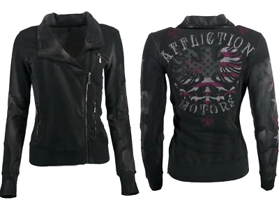 Chaqueta para mujer AFFLICTION L/S JAMISON negra motociclista MMA Foto 1 de 4
