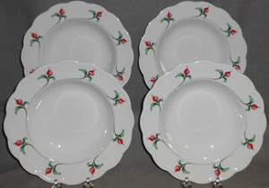 Juego (4) CUENCOS DE SOPA CON BORDE PATRÓN ROSEBUD DANSK Hechos en Japón - Imagen 1 de 8