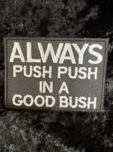 PUSH IN A GOOD BUSH VINTAGE HAT VEST PATCH BADGE HIPSTER BIKER FUNNY NOVELTY #13 - Picture 1 of 4