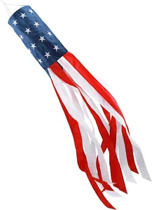 40-Inch Heavy Duty American Windsock - Patriotic July 4th Outdoor Decor - Picture 1 of 7