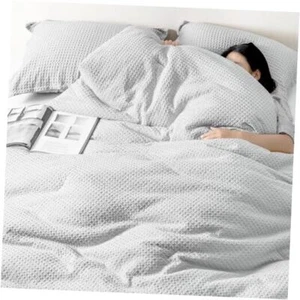 Waffle Weave Comforter Set 3PCS Size, Soft Breathable King Light Grey - Picture 1 of 8
