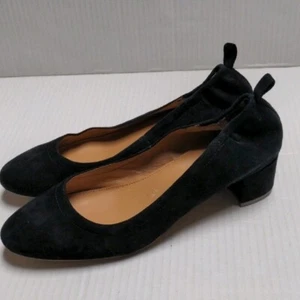 Zapatos de salón J Crew Anya negros Squede tacón bloque minimalistas clásicos talla 8 - Imagen 1 de 10