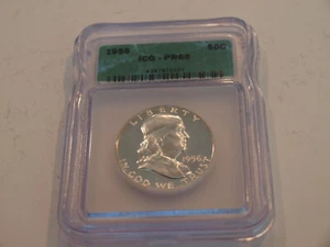 1956 PROOF FRANKLIN HALF DOLLAR ICG PR68 BEAUTY BLAST WHITE! - Picture 1 of 5