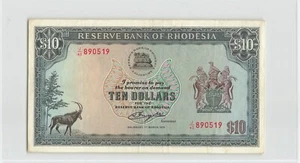 RHODESIA 10 Dollars 1976, P-37a, (1 March 1976), Original VF+/EF Crisp Original - Picture 1 of 2