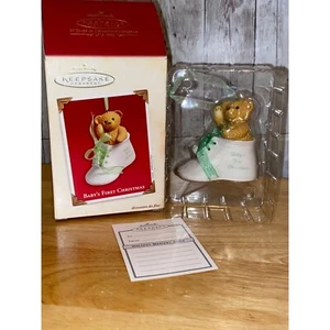 Baby's First Christmas Baby Shoe 2003 Hallmark Christmas Ornament Bear Bootie - Picture 1 of 10