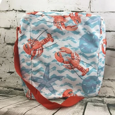 Lobster Beach Bag Insulated Cooler Tote With Fold-Out Sand Mat Crossbody  - Image 1 of 4