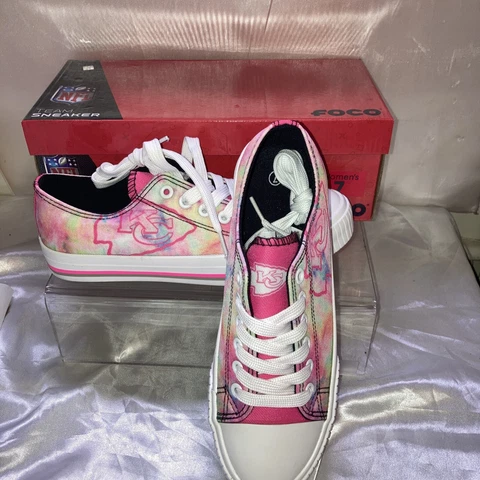 FOCO NFL~ KANSAS CITY CHIEFS Women Sz 7 TIE DYE Low Top Canvas Sneaker Shoe NEW! Cover