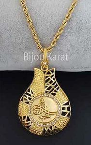 Osmanli Tugra altini Kolye Ceyrek 24 Karat GP Altin Kaplama Zincir Gold Collier - Bild 1 von 1