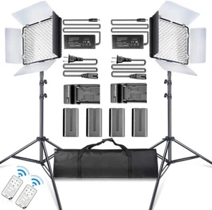2 x Samtian 600 LED Licht Videobeleuchtung Studiolampe Set 5600k Akku - Bild 1 von 8