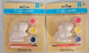 Lot of Two Crafter's Square Ceramic Bunnies/ Easter Decor Easter DIY Craft - Picture 1 of 4