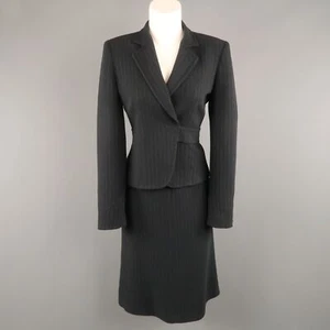 MAX MARA Size 8 Navy Pinstripe Wrapped Blazer Skirt Suit - Picture 1 of 8