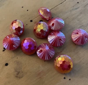 10 X Dark Pink Opalescent Acrylic Sew Through Buttons- Australian Supplier - Picture 1 of 2