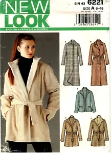 New Look 6221 Jacket Coat Misses Sewing Pattern Uncut Size 8-18 - Picture 1 of 2