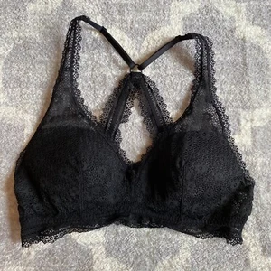 Victoria's Secret Lace Bralette Women's M Black Racerback Padded Adjustable - Picture 1 of 8