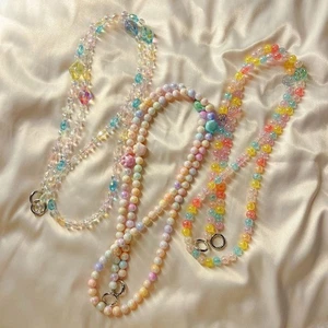 Transparent Crossbody Bag Strap Chain Beaded Cell Phone Lanyard Bag Chain - Photo 1 sur 6