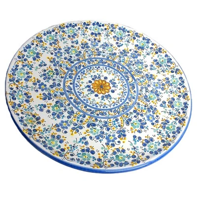 Винтажное марсианское керамическое севильянское блюдо с цветочным рисунком вручную - Изображение 1 из 4