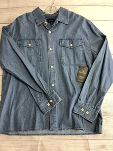 Brixton Shirt Mens Medium Blue Builders Olson Chambray Denim Button Up Relaxed - Picture 1 of 8