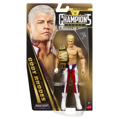 Figura de acción de lucha libre de juguete Mattel Cody Rhodes WWE Main Event Champions 6 Foto 1 de 3