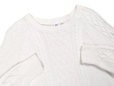 Gap Cable Knit Sweater Women Large Fisherman White 100% Cotton Crewneck Pullover - Image 1 of 4